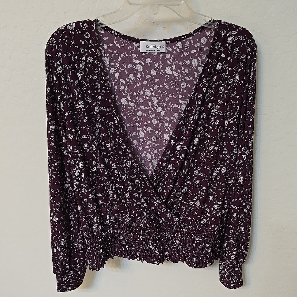 Kaileigh Deep Purple Floral Blouse